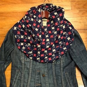 Nautical Infinity Scarf, Navy Blue & Pink
